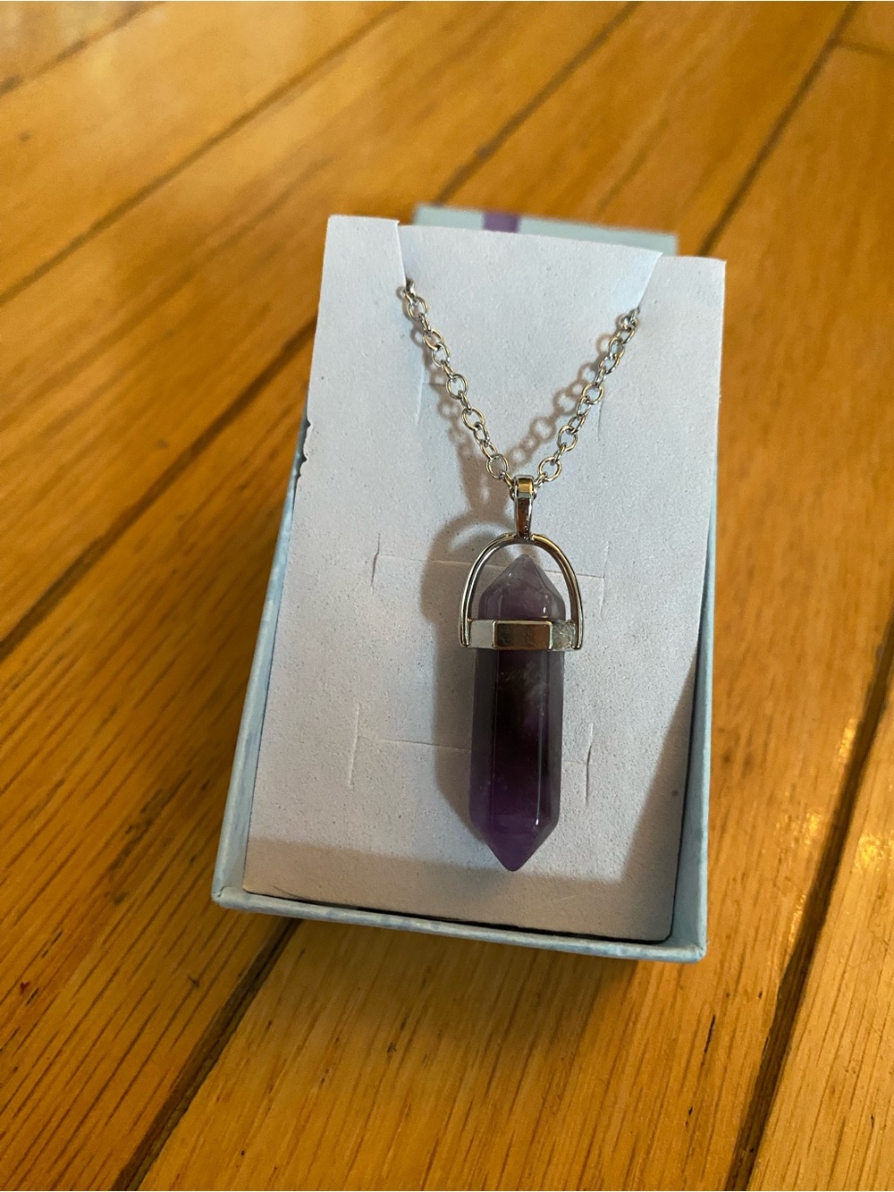🌸 Amethyst Point Pendant Necklace - Purple & Silver